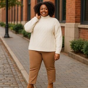 ❄️ Loft | Turtleneck Plus Cable Knit Sweater Ivory Various Sizes Available